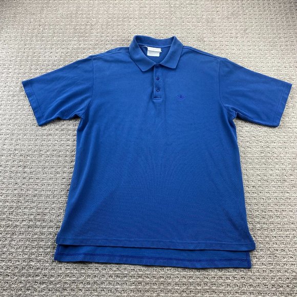 Vintage Adidas Polo Shirt Men Large L Blue Embroidered Chest Logo Golf Sport - Picture 1 of 9